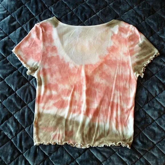 AEO Cropped Button Up Tie Dye Top - Picture 4 of 5
